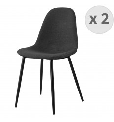 ORLANDO - Chaise scandinave tissu gris anthracite pieds métal noir (x2)