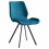 HALIFAX-Chaise indus tissu bleu pieds noir brossé (x2)