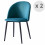 MALOU-Chaise indus tissu bleu pieds noir brossé (x2)