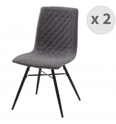 OXFORD - Chaise Vintage tissu gris foncé pieds noir (x2)