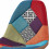 OWEN -Tabouret de bar tissu patchwork bleu pieds hêtre (x2)