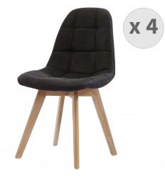 STELLA OAK - Chaise scandinave vintage marron foncé pieds chêne (x4)