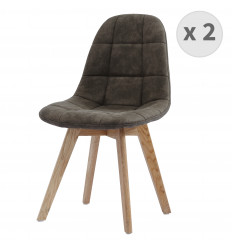 STELLA OAK - Chaise scandinave marron clair pieds chêne (x2)