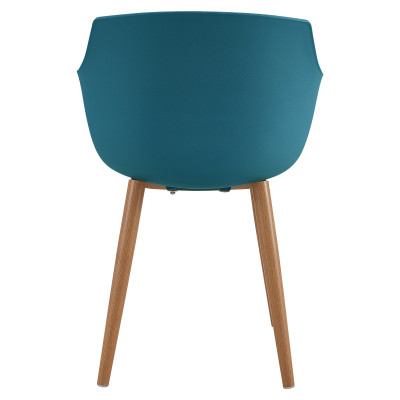 ANDREA-Chaise scandinave bleu canard pied métal effet bois (x2)