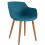 ANDREA-Chaise scandinave bleu canard pied métal effet bois (x4)