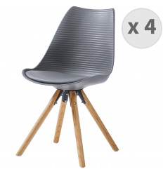 CROSS-Chaise scandinave gris pieds chêne (x4)