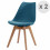 BESSY-Chaise scandinave bleu canard pieds chêne (x2)
