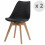 BESSY-Chaise scandinave noir pieds chêne (x2)