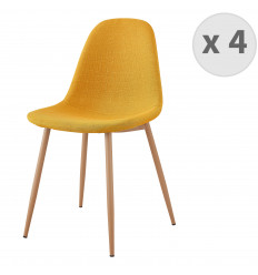 ORLANDO-Chaise tissu curry pieds métal bois (x4)