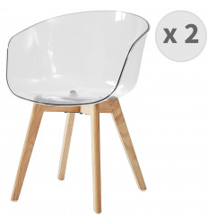 DIAMOND-Chaise design polycarbonate pieds chêne (x2)