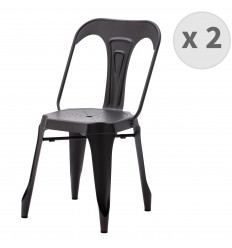 MAT-Chaise industrielle gris mat pieds métal (x2)