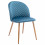 LOLA - Chaise vintage velours bleu canard pieds métal effet bois,(x4)