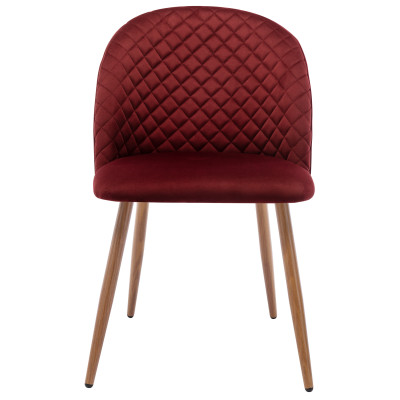 LOLA- Chaise Scandinave velours lie de vin pieds métal effet bois,(x2)