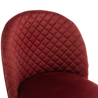 LOLA - Chaise vintage velours lie de vin pieds métal effet bois,(x2)