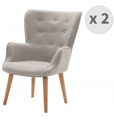 SCAND-Fauteuil Scandinave tissu curry pieds bois