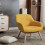 MALMO - Fauteuil scandinave tissu curry pieds bois