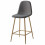 MANCHESTER - Chaise de bar scandinave tissu gris anthracite pieds métal bois (x2)