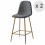 MANCHESTER - Chaise de bar scandinave tissu gris anthracite pieds métal bois (x2)