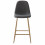 MANCHESTER - Chaise de bar scandinave tissu gris anthracite pieds métal bois (x4)