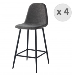 MANCHESTER - Sedia da bar scandinava tessuto grigio antracite gambe metallo nero (x4)