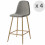 MANCHESTER - Chaise de bar scandinave tissu gris pieds métal bois (x4)