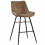 QUEENS - Chaises de bar industrielle microfibre vintage marron foncé pieds métal noir (x4)