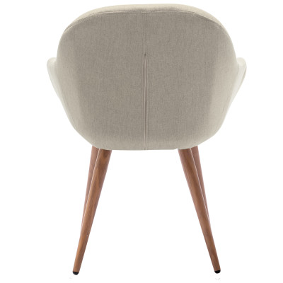 CANCUN-Silla tela lino con patas de metal efecto madera (x2)