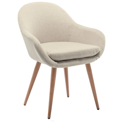 CANCUN-Silla tela lino con patas de metal efecto madera (x2)