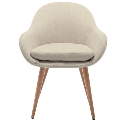 CANCUN-Silla tela lino con patas de metal efecto madera (x2)