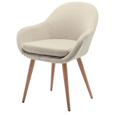 CANCUN - Fauteuil de table en tissu Lin et pieds métal bois (x2)