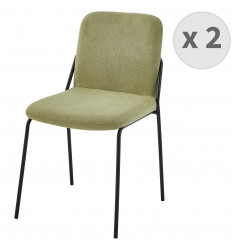 VICKIE - Chaise en tissu chevrons Sauge et métal noir (x2)