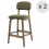 CLIFF - Chaise de bar vintage Army et bois teinté noyer(x2)