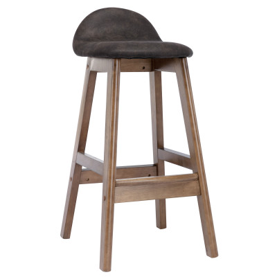 JUDE - Tabouret de bar vintage marron foncé et bois teinté noyer(x2)