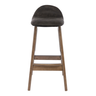 JUDE - Tabouret de bar vintage marron foncé et bois teinté noyer(x2)