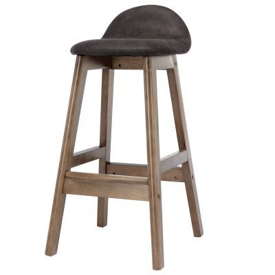 JUDE - Tabouret de bar vintage marron foncé et bois teinté noyer(x2)