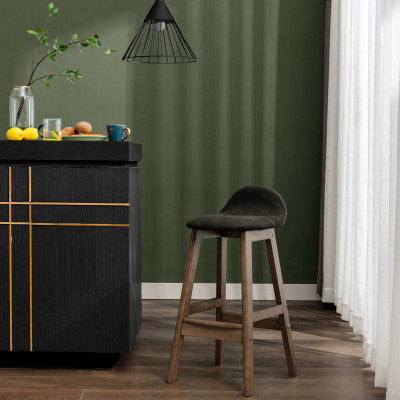 JUDE-Sedia da bar grigio antracite legno tinto noce (x2)