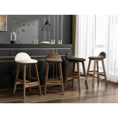 JUDE-Sedia da bar grigio antracite legno tinto noce (x2)