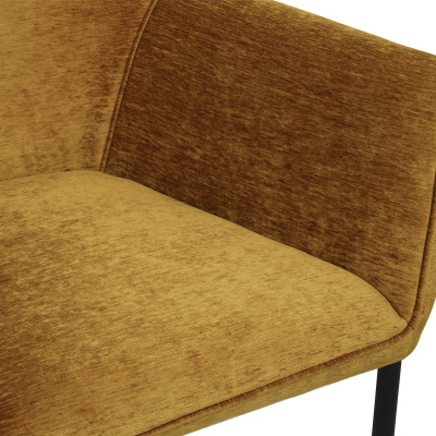 GASPARD-Silla de mesa de tela mostaza y metal negro