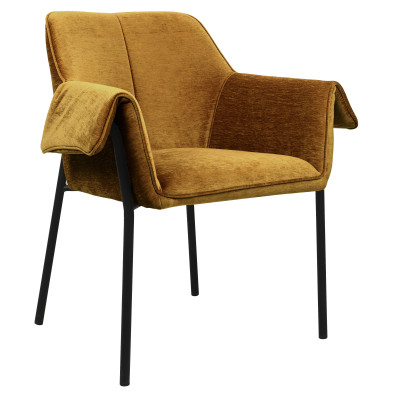 GASPARD-Poltrona da tavolo in tessuto senape e nero