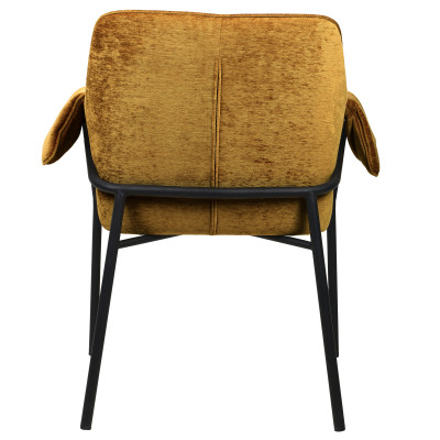 GASPARD-Silla de mesa de tela mostaza y metal negro
