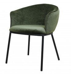ALVIN-Silla de mesa de tela verde y metal negro