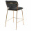 CLARA - Chaise de bar en tissu cotelé Noir et métal doré brossé (x2)