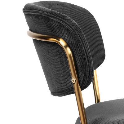 CLARA-Silla de bar de tela acanalada negro y dorado (x2