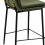 NOLAN - Chaise de bar tissu chenillé Sauge et métal noir mat (x2)