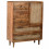 BAHIA-Buffet Vintage 1 porte 5 tiroirs, bois de Manguier massif, rotin