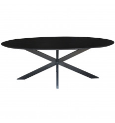 URBAN-Table à manger ovale 6/8 personnes L180, Spider et Acacia noir