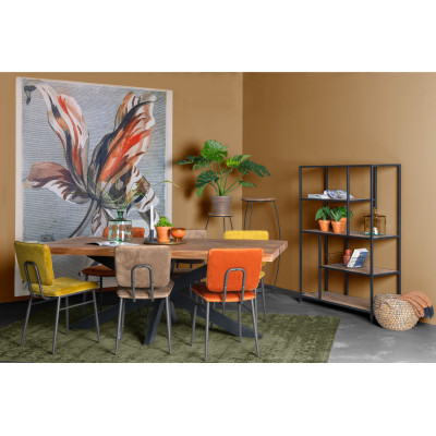 DACCA-Table à manger 6/8 personnes L180, Manguier massif et métal noir