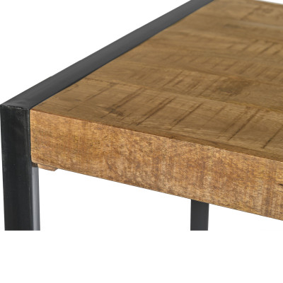 DACCA-Table de bar 6 personnes L140 cm, Manguier massif et métal noir