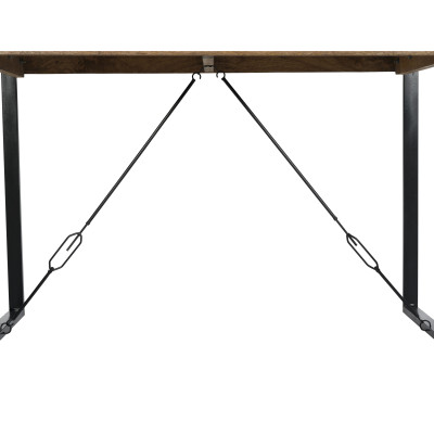 DACCA-Table de bar 6 personnes L140 cm, Manguier massif et métal noir