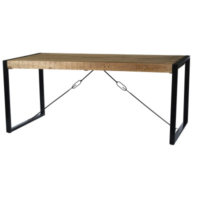 DACCA-Table à manger 6/8 personnes L160,Manguier massif, métal